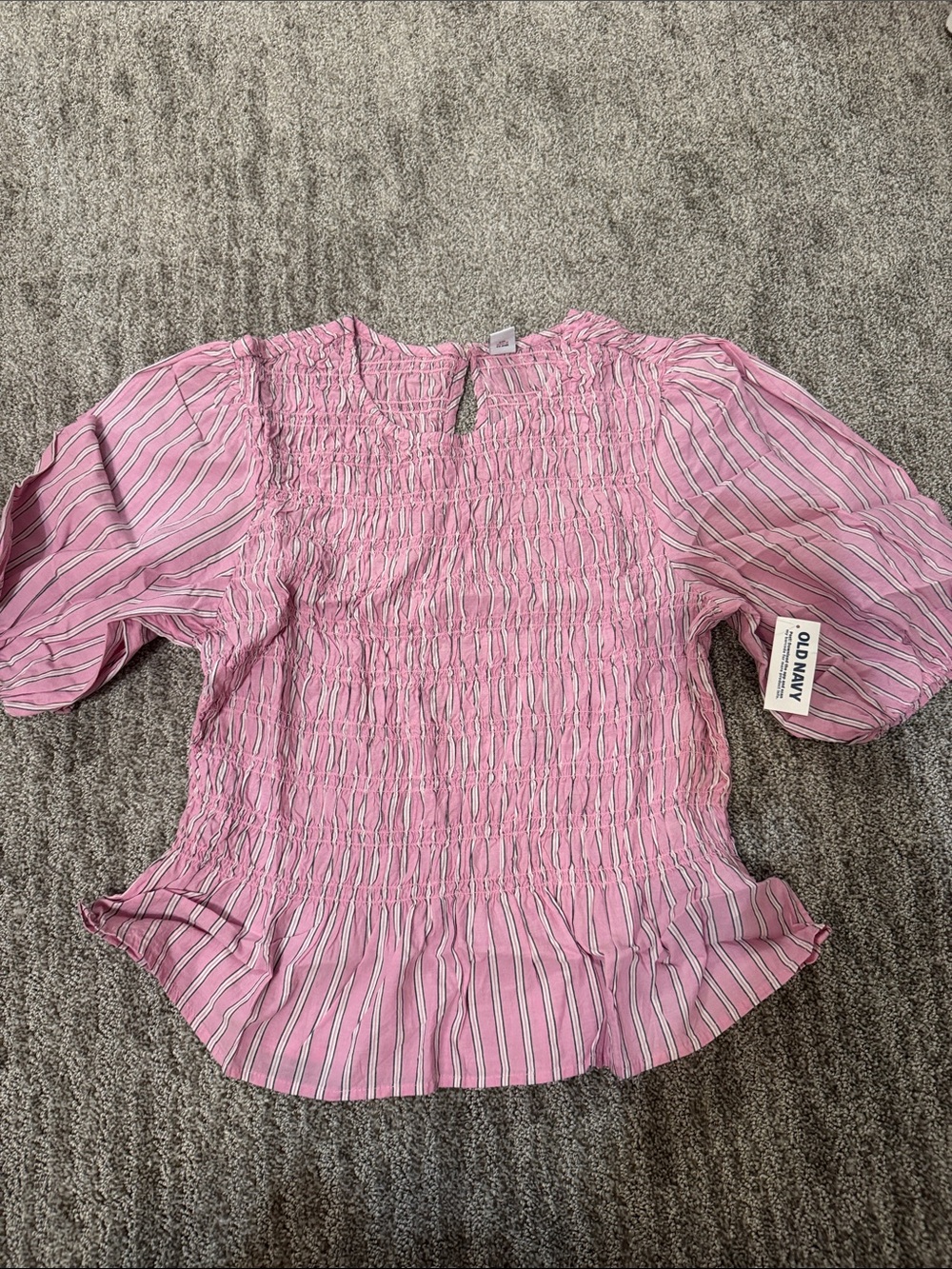Old Navy Pink Striped Smocked Girls' Blouse